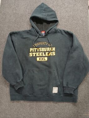 NFL REEBOK Pittsburgh Steelers Men's Sz LG Hoodie Sweatshirt - Black/Gold